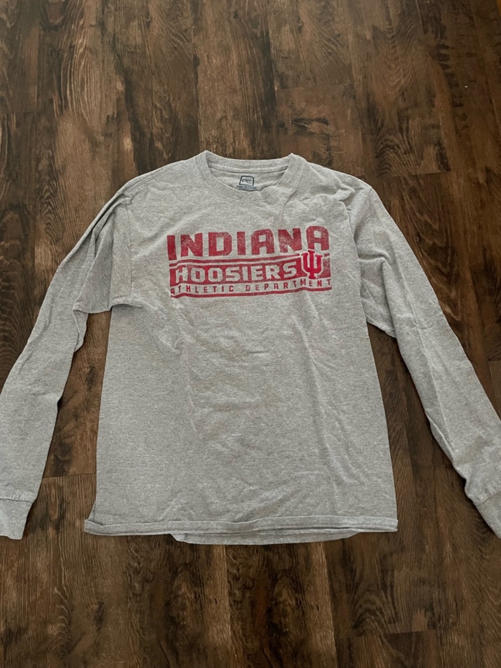 Pro Edge Indiana Hoosiers Long-Sleeve Shirt - Gray with Red Logo